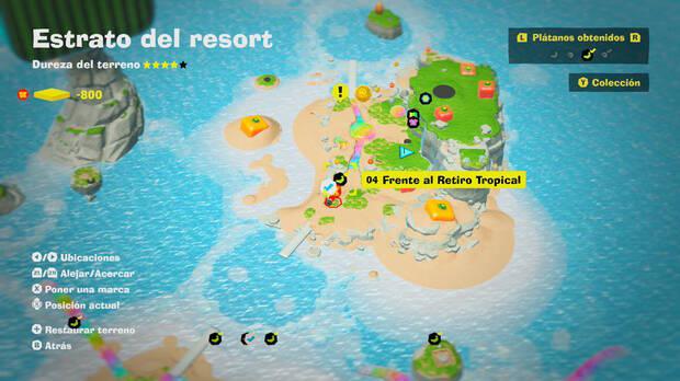 Donkey Kong Bananza - Localización en el mapa del plátano 04 en Estrato del resort