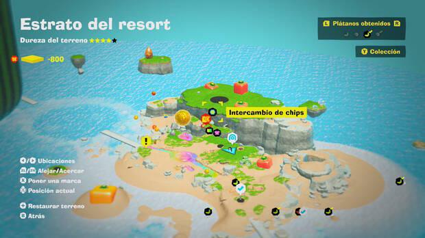 Donkey Kong Bananza - Localización en el mapa del plátano 42 en Estrato del resort