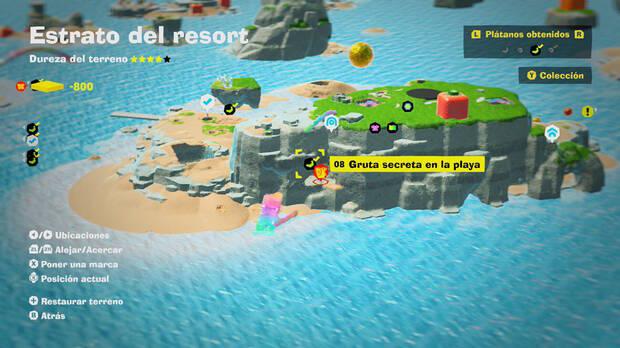 Donkey Kong Bananza - Localización en el mapa del plátano 08 en Estrato del resort