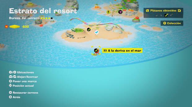 Donkey Kong Bananza - Localización en el mapa del plátano 33 en Estrato del resort
