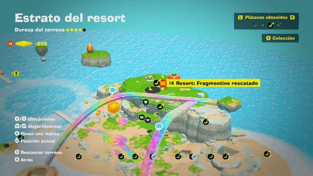 Donkey Kong Bananza - Localización en el mapa del plátano 16 en Estrato del resort