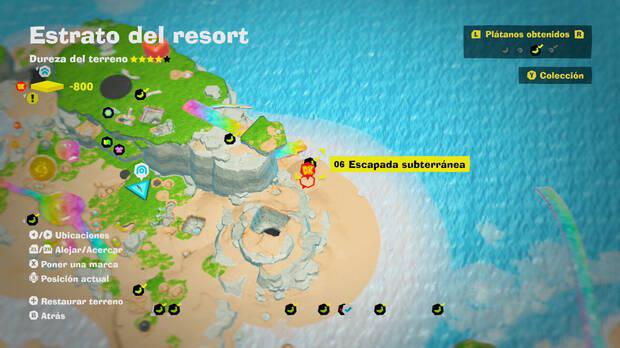 Donkey Kong Bananza - Localización en el mapa del plátano 06 en Estrato del resort