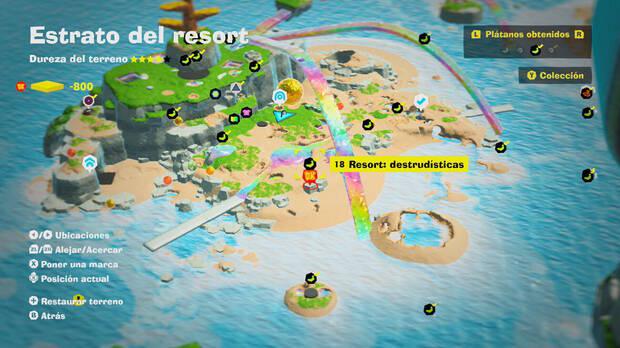 Donkey Kong Bananza - Localización en el mapa del plátano 18 en Estrato del resort