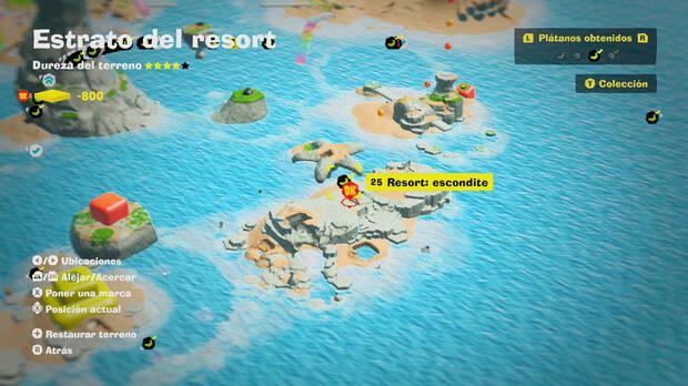 Donkey Kong Bananza - Localización en el mapa del plátano 25 en Estrato del resort