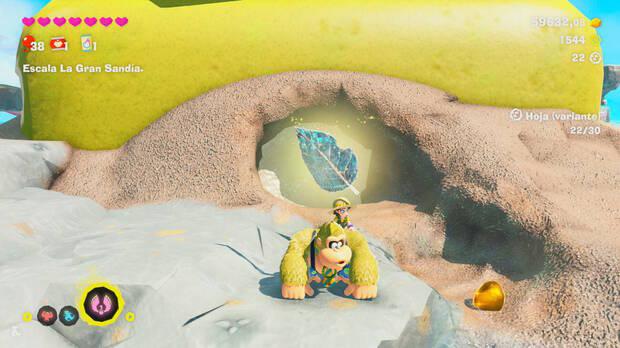 Donkey Kong Bananza - Ubicación del fósil Hoja (variante) 22 en Estrato del resort