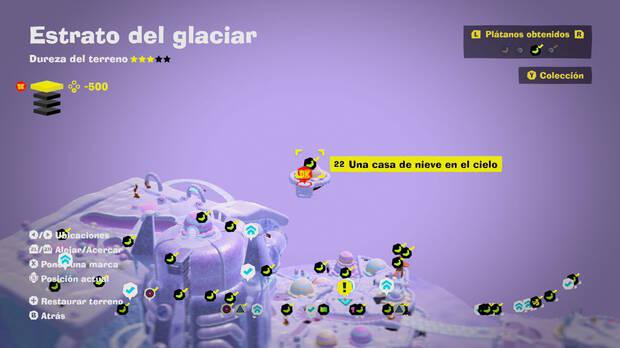 Donkey Kong Bananza - Localización en el mapa del plátano 22 en Estrato del glaciar