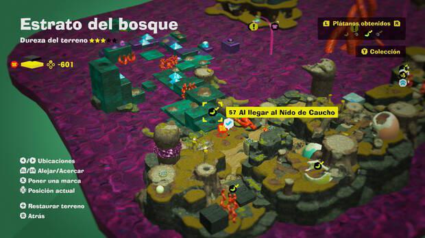Donkey Kong Bananza - Localización en el mapa del plátano 57 en Estrato del bosque