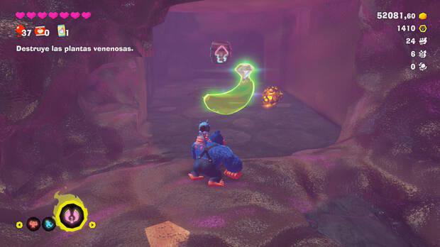 Donkey Kong Bananza - Ubicación del plátano 51 en Estrato del bosque