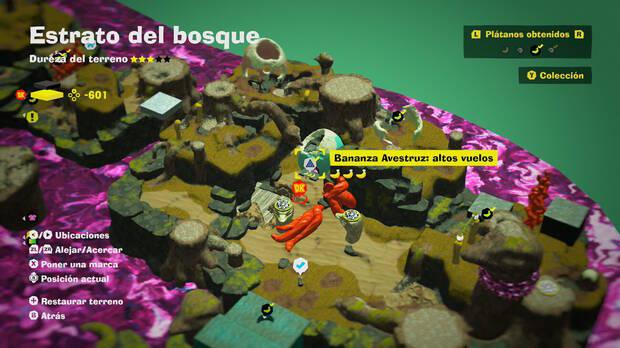 Donkey Kong Bananza - Localización en el mapa del plátano 54 en Estrato del bosque