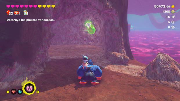 Donkey Kong Bananza - Ubicación del plátano 49 en Estrato del bosque