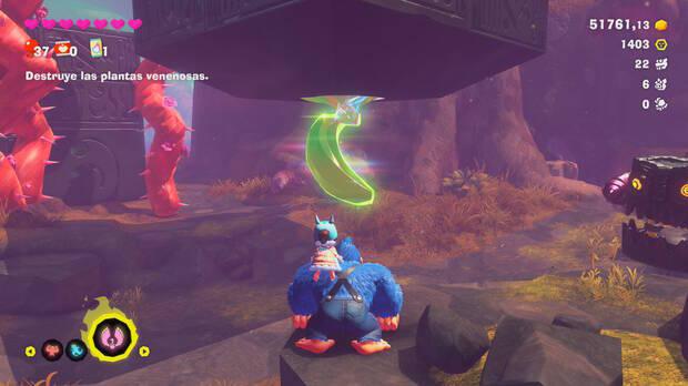 Donkey Kong Bananza - Ubicación del plátano 53 en Estrato del bosque