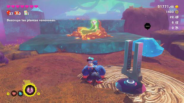 Donkey Kong Bananza - Ubicación del plátano 57 en Estrato del bosque