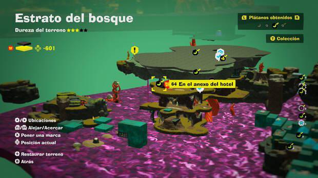 Donkey Kong Bananza - Localización en el mapa del plátano 64 en Estrato del bosque
