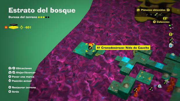 Donkey Kong Bananza - Localización en el mapa del plátano 62 en Estrato del bosque