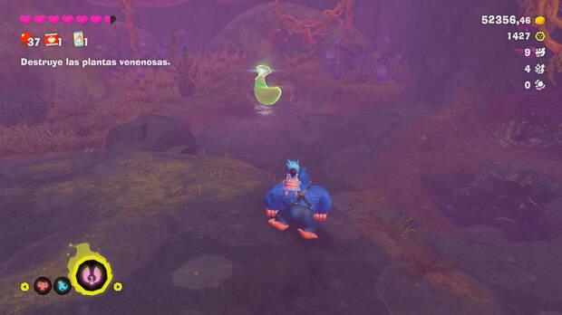 Donkey Kong Bananza - Ubicación del plátano 59 en Estrato del bosque