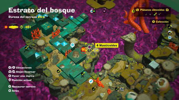 Donkey Kong Bananza - Localización en el mapa del plátano 58 en Estrato del bosque