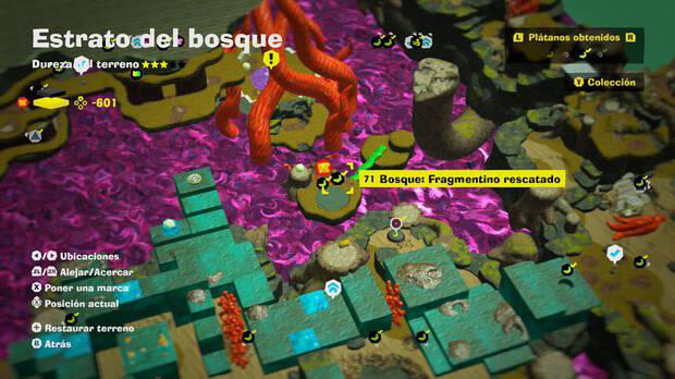 Donkey Kong Bananza - Localización en el mapa del plátano 71 en Estrato del bosque