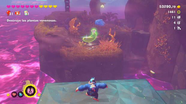 Donkey Kong Bananza - Ubicación del plátano 69 en Estrato del bosque