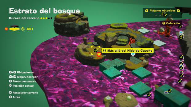 Donkey Kong Bananza - Localización en el mapa del plátano 69 en Estrato del bosque