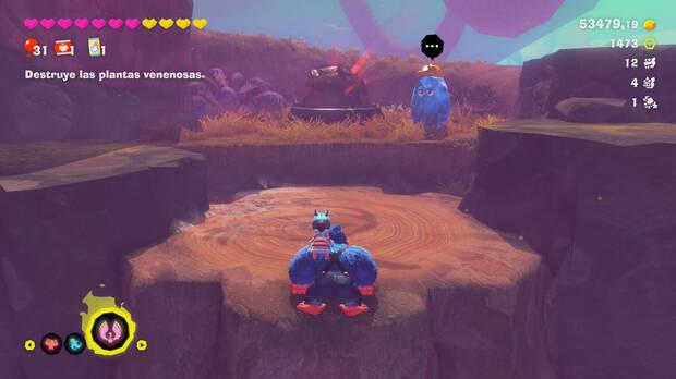 Donkey Kong Bananza - Ubicación del plátano 70 en Estrato del bosque