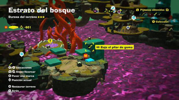 Donkey Kong Bananza - Localización en el mapa del plátano 68 en Estrato del bosque