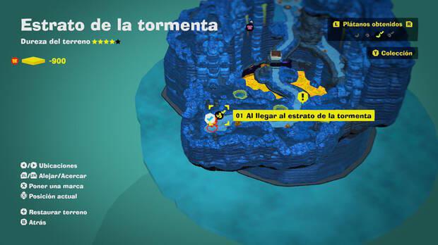 Donkey Kong Bananza - Localización en el mapa del plátano 01 en Estrato de la tormenta