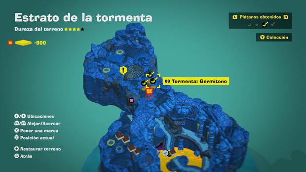Donkey Kong Bananza - Localización en el mapa del plátano 09 en Estrato de la tormenta