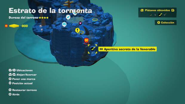 Donkey Kong Bananza - Localización en el mapa del plátano 08 en Estrato de la tormenta