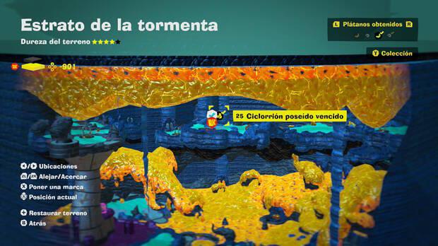Donkey Kong Bananza - Localización en el mapa del plátano 25 en Estrato de la tormenta