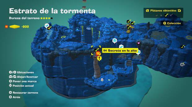 Donkey Kong Bananza - Localización en el mapa del plátano 04 en Estrato de la tormenta