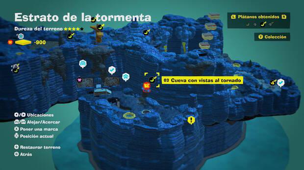 Donkey Kong Bananza - Localización en el mapa del plátano 03 en Estrato de la tormenta