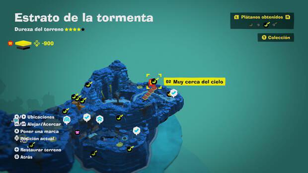 Donkey Kong Bananza - Localización en el mapa del plátano 02 en Estrato de la tormenta