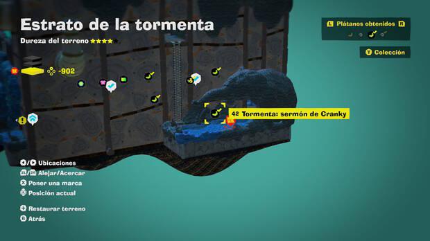 Donkey Kong Bananza - Localización en el mapa del plátano 42 en Estrato de la tormenta
