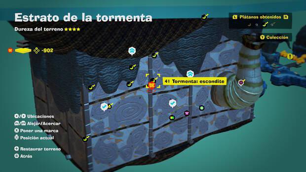 Donkey Kong Bananza - Localización en el mapa del plátano 41 en Estrato de la tormenta