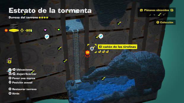 Donkey Kong Bananza - Localización en el mapa del plátano 36 en Estrato de la tormenta