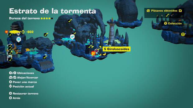 Donkey Kong Bananza - Localización en el mapa del plátano 60 en Estrato de la tormenta