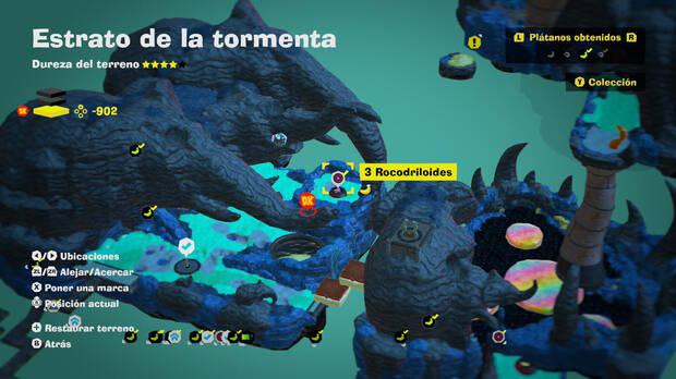 Donkey Kong Bananza - Localización en el mapa del plátano 56 en Estrato de la tormenta