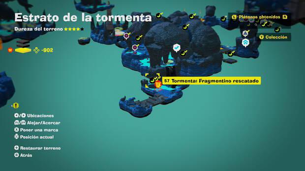 Donkey Kong Bananza - Localización en el mapa del plátano 57 en Estrato de la tormenta