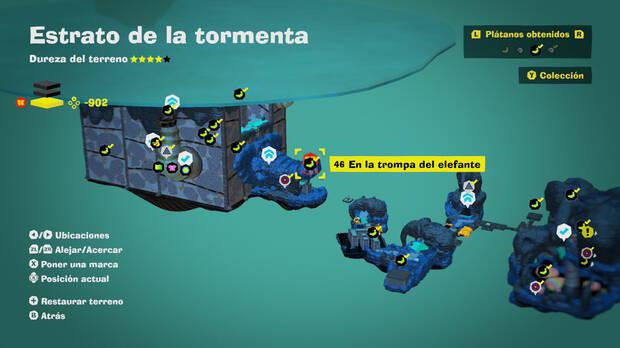 Donkey Kong Bananza - Localización en el mapa del plátano 46 en Estrato de la tormenta