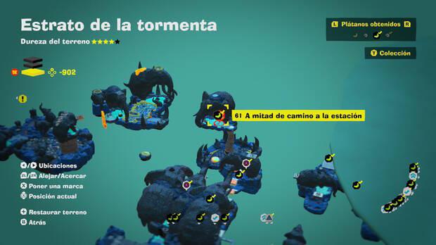 Donkey Kong Bananza - Localización en el mapa del plátano 61 en Estrato de la tormenta