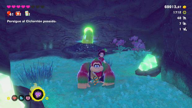 Donkey Kong Bananza - Ubicación del plátano 55 en Estrato de la tormenta