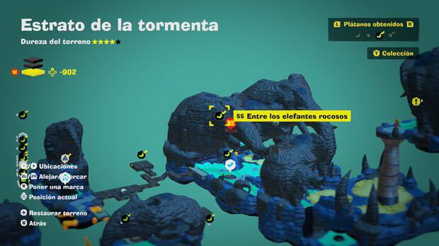 Donkey Kong Bananza - Localización en el mapa del plátano 55 en Estrato de la tormenta