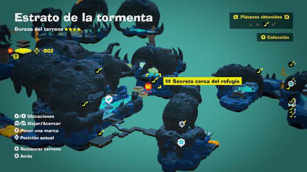 Donkey Kong Bananza - Localización en el mapa del plátano 59 en Estrato de la tormenta
