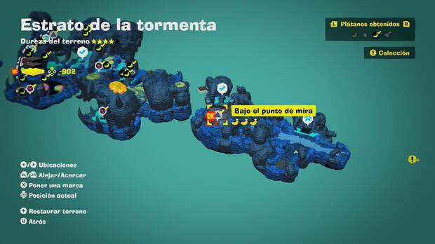 Donkey Kong Bananza - Localización en el mapa del plátano 64 en Estrato de la tormenta