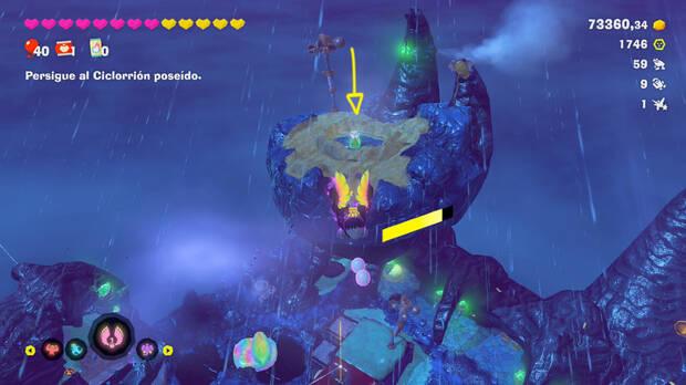 Donkey Kong Bananza - Ubicación del plátano 69 en Estrato de la tormenta