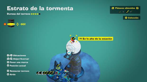 Donkey Kong Bananza - Localización en el mapa del plátano 70 en Estrato de la tormenta