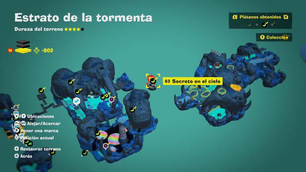 Donkey Kong Bananza - Localización en el mapa del plátano 63 en Estrato de la tormenta