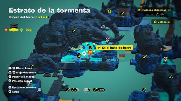 Donkey Kong Bananza - Localización en el mapa del plátano 54 en Estrato de la tormenta