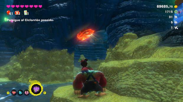 Donkey Kong Bananza - Ubicación del fósil rape 07 en Estrato de la tormenta