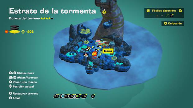 Donkey Kong Bananza - Localización en el mapa del fósil Rana 59 en de la tormenta